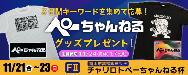 【3日間キーワードを集めて応募！】ぺーちゃんねるグッズプレゼントキャンペーン