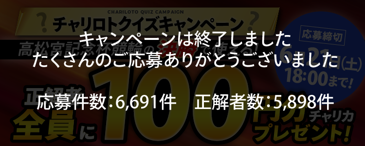 高松宮記念杯競輪クイズキャンペーン!クイズ正解者全員にチャリカ100円分プレゼント!